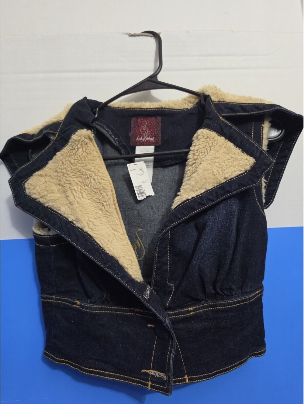Vintage Baby Phat Y2K Denim Jean Vest Jacket Wool Big Logo - Embroidered Small
